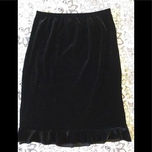 Blk velvet skirt w/tulip ruffle@bottom szL W29 L27